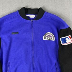 Colorado Rockies Jacket Mens Large Purple Black‎ MLB Baseball Fleece Full Zip